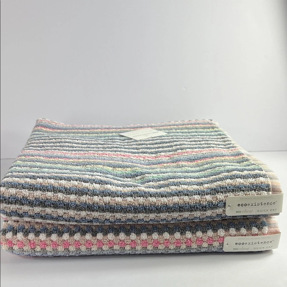 Ecoexistence Bath Towels Multi Color Striped Quick Dry Cotton 31